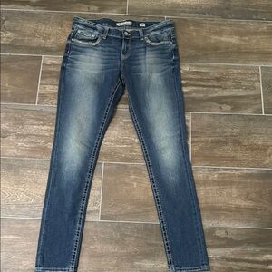 BKE Blue Skinny Jeans with Tapered Fit and Subtle Distressing